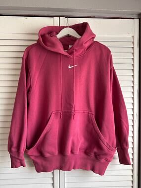 Nike Center Mini Swoosh Hoodie Pink Magenta DQ5860-635 Womens Size XS Faded